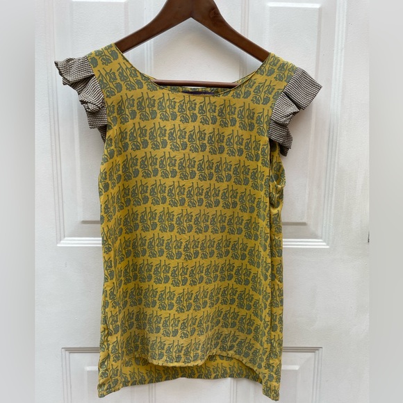 Exquisite silk blouse with ruffle cap sleeves - Picture 2 of 7